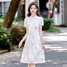 梦依缘2025年夏风旗袍式连衣裙，女装连衣裙，梦依缘