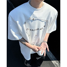 Q331-P48垫肩铆钉t恤男夏季设计感小众cleanfit上衣复古重磅短袖，男装T恤，星座911-1