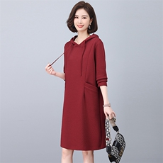 时尚显瘦长袖针织连衣裙优雅气质女装舒适百搭，女装连衣裙，韩派
