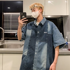 文艺青春流行潮ins潮流衬衫新款百搭标准夏季日常男时尚五分袖，男装衬衫，星座716-4