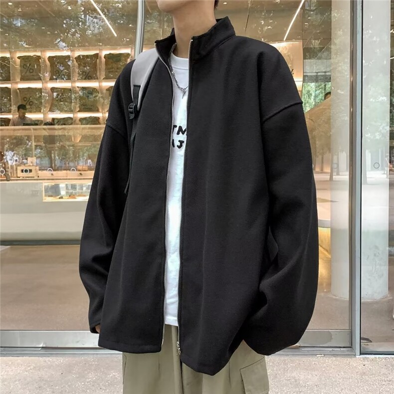 毛呢外套男春秋宽松大码拉链外套2023新款潮流休闲上衣C418,男装夹克,星座1116A-1（原606A）