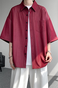 8XL-M 冰丝牛仔短袖衬衫男款夏季薄款宽松慵懒衬衣外套DC28006P60图片