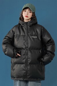 中性风2025冬潮磨砂PU皮连帽皮棉衣外套A125-MY11-P110女类,男装棉衣,电商A125