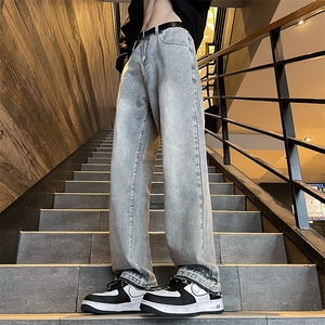美式灰色水洗做旧牛仔裤男款休闲长裤男生直筒裤子N0134-P45图片