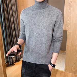 2021秋冬季新款高领毛衣男士韩版潮流针织衫毛线打底DF65T图片