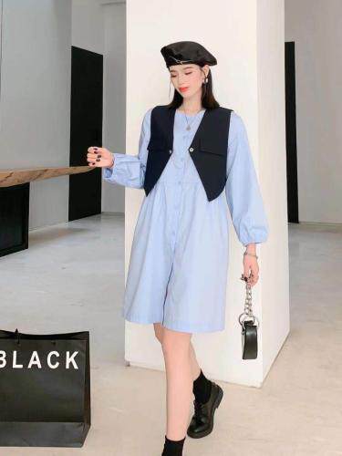 链条马甲两件套连衣裙，现货两个尺码，女装马夹，依柏璐