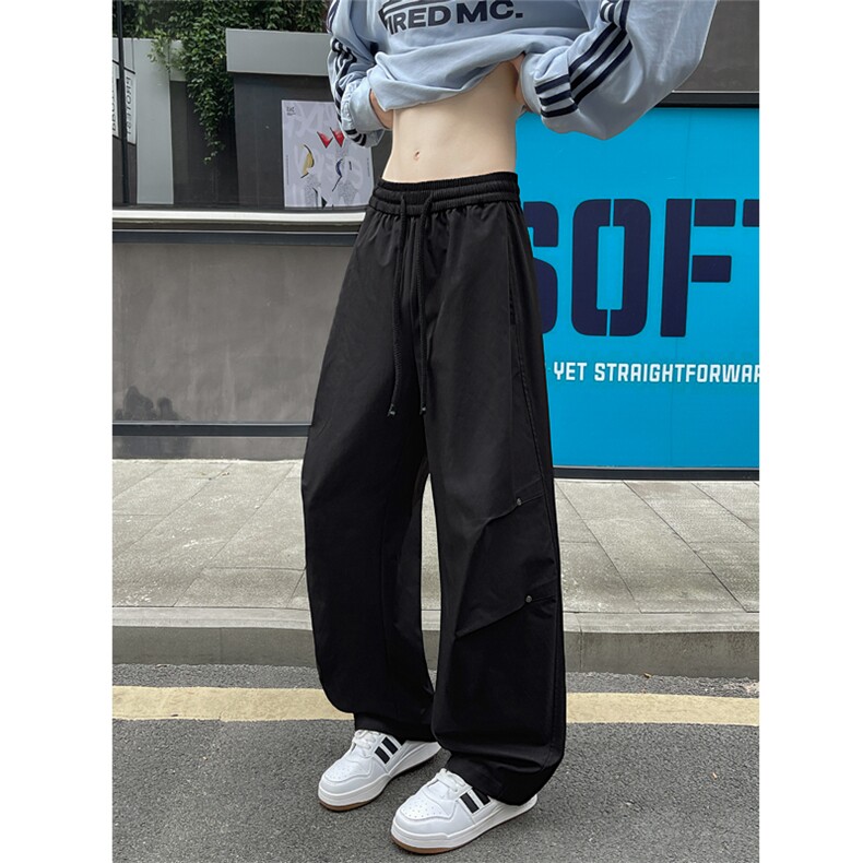 铆钉褶皱工装裤男秋季cleanfit美式高街直筒宽松港风拖地休闲长裤,男装工装外套,电商C305A
