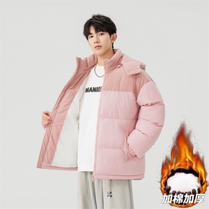 棉服撞色拼接灯芯绒外套男生冬季棉衣情侣装棉袄子M810-P85图片