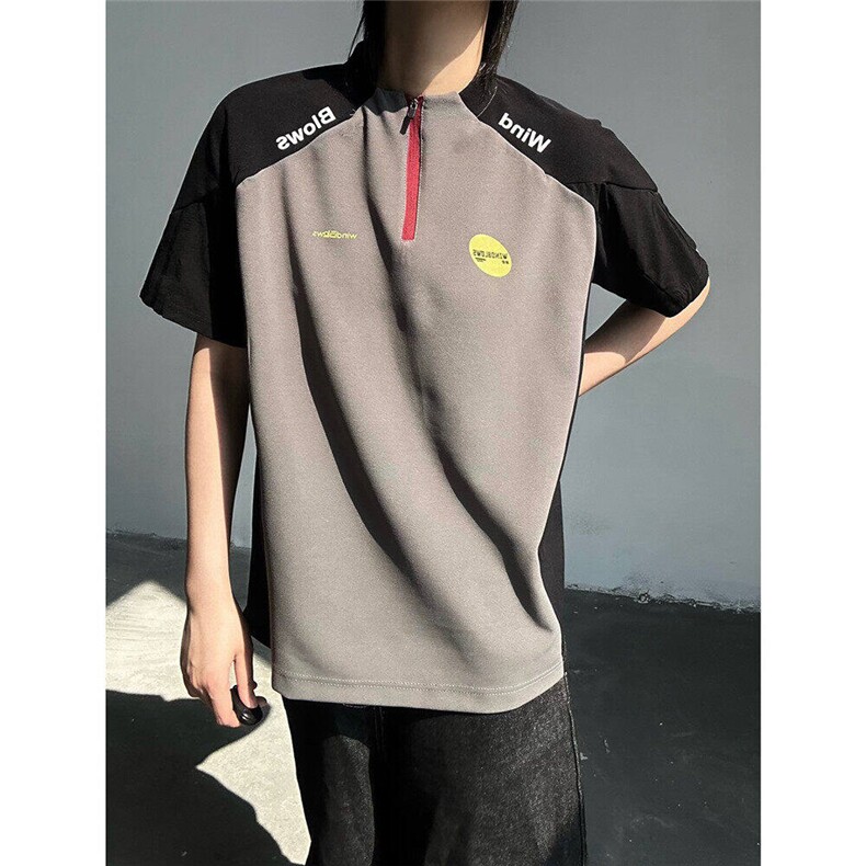 半拉链撞色拼接t恤男夏季户外运动防晒训练服球衣短袖LT75133-P38,男装防晒衣,星座1008