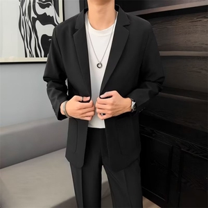 秋季西装外套男士商务休闲上衣外套职业正装抗皱免烫韩版小西服男图片