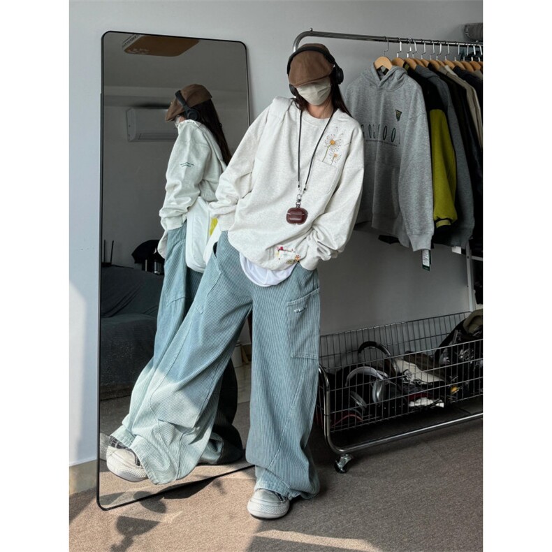 【有货】N1028CC-特P58竖条纹大口袋弯刀裤子男女工装牛仔裤,男装牛仔裤,星座1007（原301D）