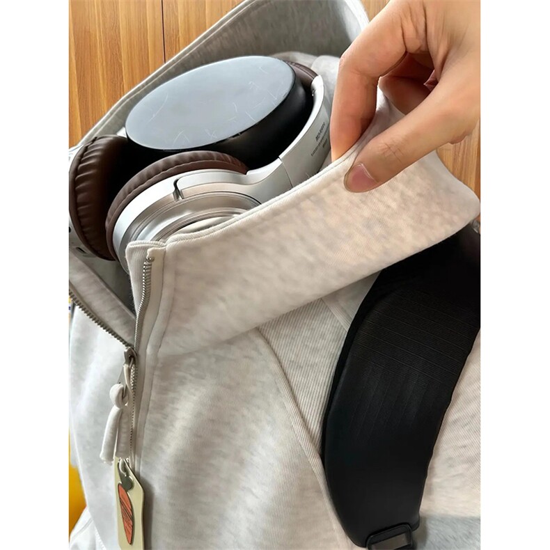 抖音得物高品质二开26春装重磅宽松结构拉链设计高领连帽卫衣W76,男装卫衣,电商A486