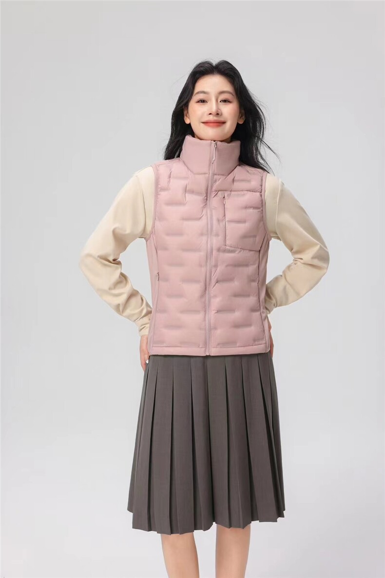 2025年秋季立领马甲时尚百搭通勤简约休闲，女装马甲，牛米欧羽绒服工厂店