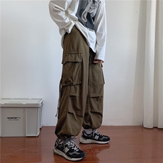 日系街头复古多口袋宽松工装裤男女ins嘻哈阔腿裤束脚潮GK530-P43，男装工装外套，星座1008-1