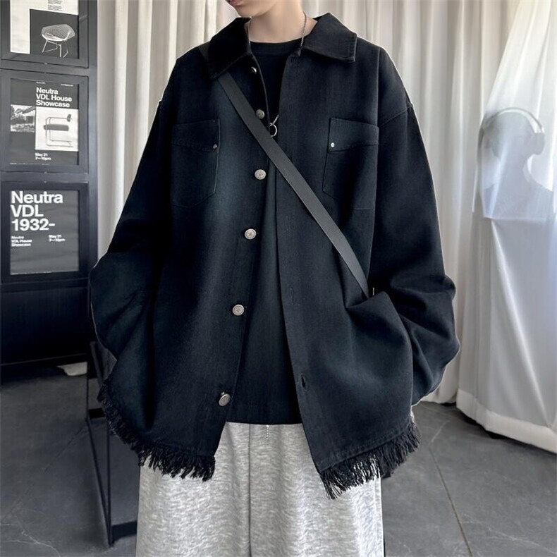 网络图现货复古做旧牛仔夹克街头宽松男女休闲毛边外套R2262-P75,男装夹克,星座1005-4