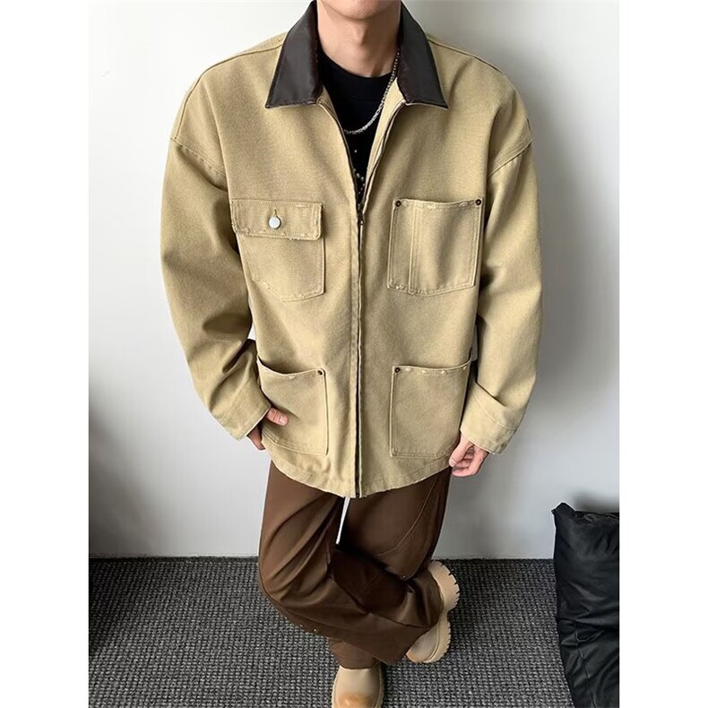 翻领拼接重磅简约多口袋纯棉休闲百搭夹克外套XZ212-QJK1043-P92,男装夹克,星座212