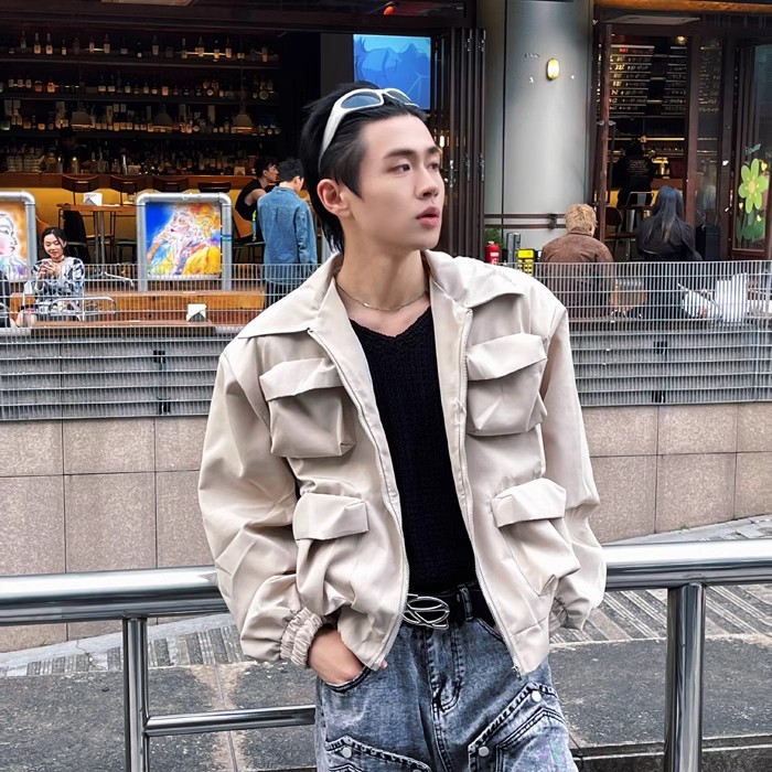 痞帅皮衣外套男潮帅气高街pu夹克男装垫肩设计机车上衣JK8543,男装皮衣,星座516A