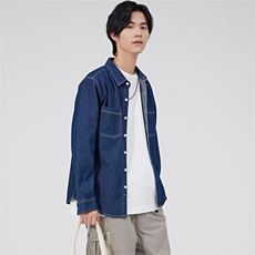 R-DM633002男式2024年秋季新款长袖夹克翻领休闲短款牛仔服外套，男装夹克，电商B360
