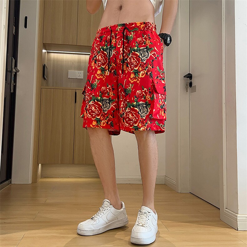 D3工装大码短裤大花沙滩裤男女风大码团队夏五分裤民族个性，男装牛仔裤，星座115A(原星座507）