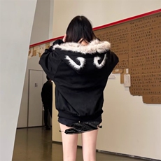 现货重磅硬挺boxy羽绒棉衣座山雕猫耳大毛毛领麂皮棉服冬外套，男装棉衣，电商A486