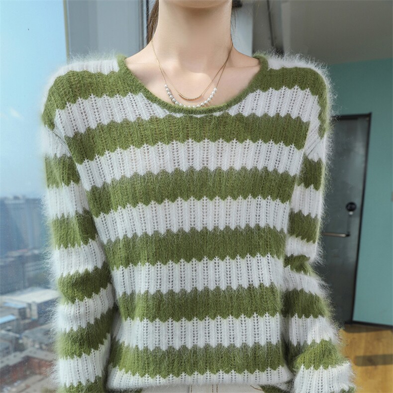 秋冬季新款舒适时尚百搭圆领貂绒衫，女装针织衫/毛衣，冬贝尔貂绒