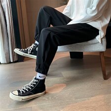 夏季高级感炸街西裤男宽松直筒设计感休闲西装裤子坠感X399-p33，男装休闲裤，星座1008-1