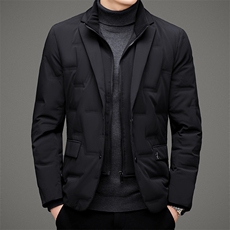 西服冬季商务休闲羽绒服中年商务休闲西装新款加厚保暖白鸭绒外套，男装羽绒服，电商B212（原钱塘6029）