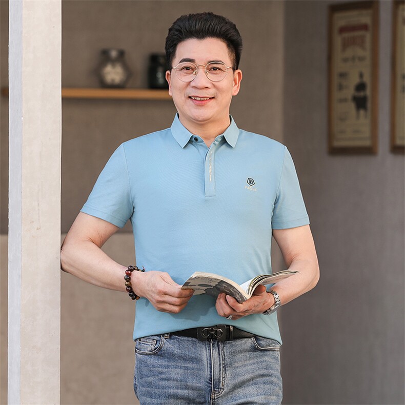 保罗男士短袖T恤翻领半袖薄款2023夏季新款中年商务休闲polo衫男,男装Polo衫,电商B212（原钱塘6029）