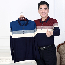 翻领卫衣男2023秋季新款中老年长袖t恤宽松潮流爸爸秋装休闲上衣，男装卫衣，电商B212（原钱塘6029）
