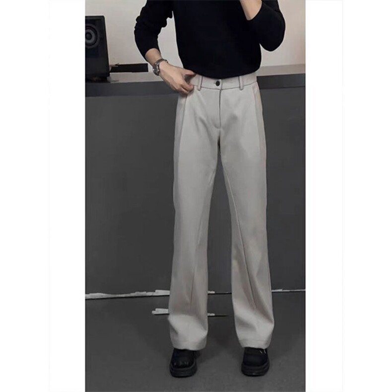 现货~春季褶皱垂感显瘦西装休闲裤阔腿直筒长裤男K315P45,男装休闲裤,星座1004-3