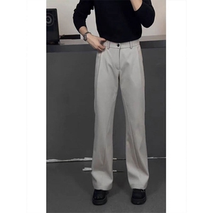现货~春季褶皱垂感显瘦西装休闲裤阔腿直筒长裤男K315 P45图片