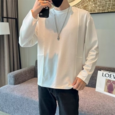 纯色长袖T恤褶皱纹理针织衫男秋冬季韩版修身卫衣打底衫毛衣T551，男装T恤，星座1116A-2（原606A-1）