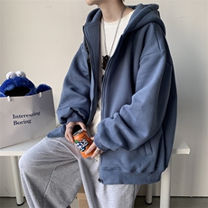 WY203-P55控78秋季季新款男女连帽宽松纯色开衫卫衣外套，女装短外套，电商A036A