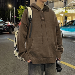 针织衫男女韩版潮流高街宽松连帽2024秋冬新款ins毛衣MZ455-P58图片