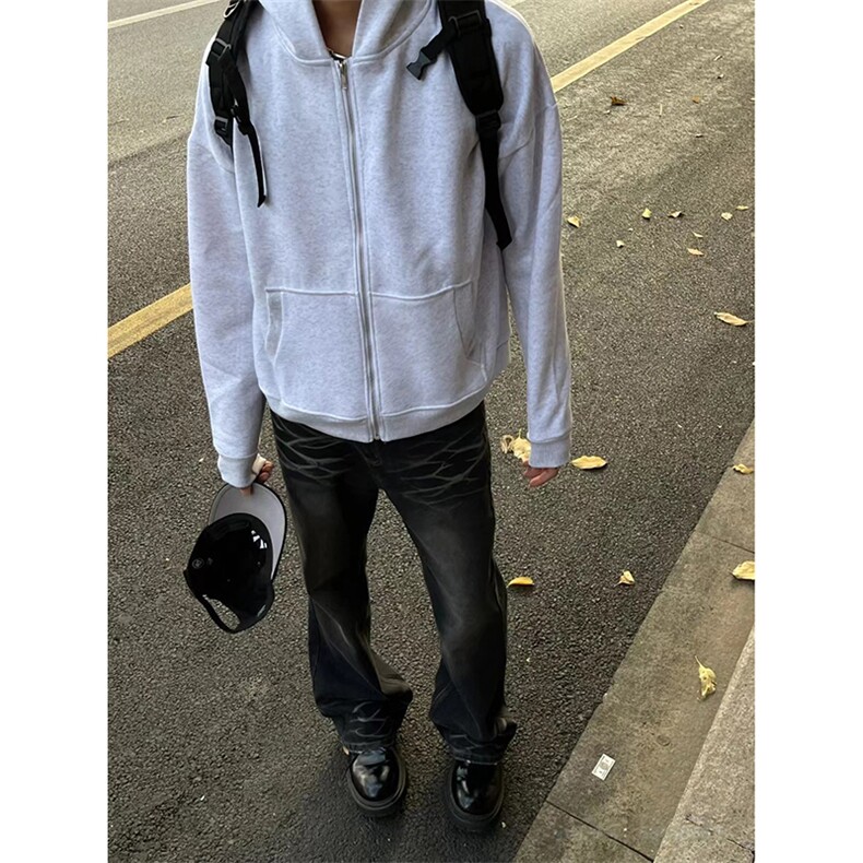 美式ins高街cleanfit重工艺水洗暗黑微喇牛仔裤货号K2401P60,男装牛仔裤,电商A063