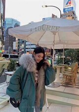 2021冬季新款皮草派克服女貉子毛领门襟狐狸毛皮草外套，女装皮草，L·H·X