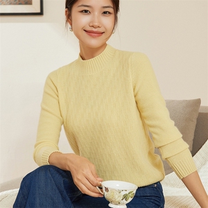 优雅女士半高领方块绞花三十岁不到通勤羊绒衫秋冬保暖时尚之选