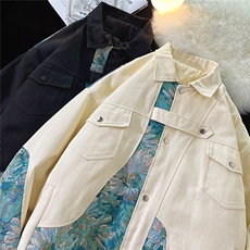 1港风平铺刺绣拼接设计大码M-5XL夹克棉服外套男8706P115控158，男装夹克，星座226-2