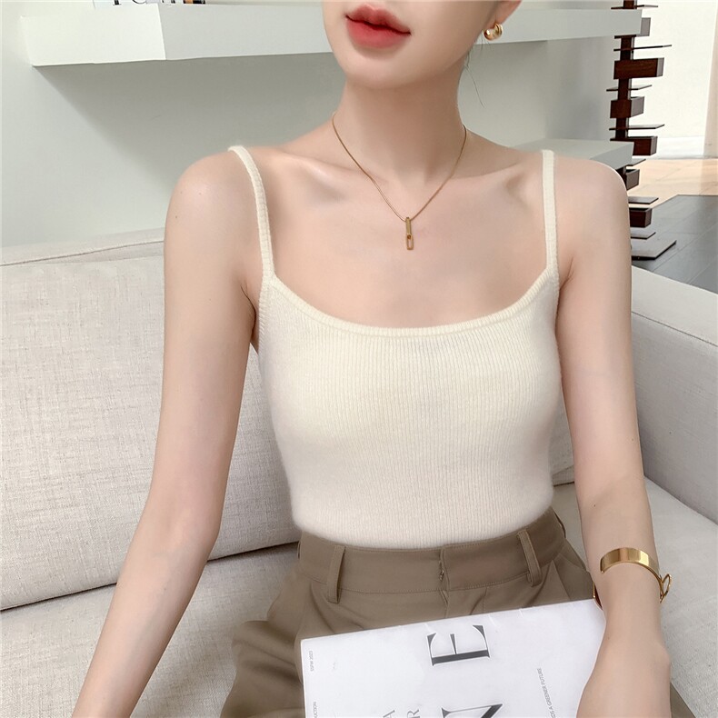 2025新款12针小吊带抽条，女装背心吊带，百越羊绒