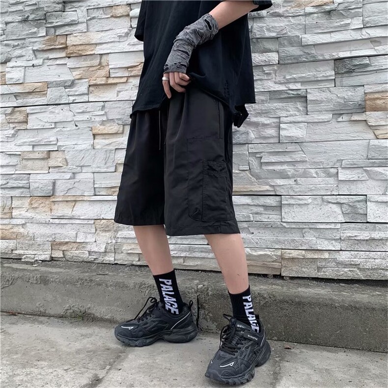 机能拉链开叉裤子男潮ins港风嘻哈潮流宽松工装休闲短裤k606-p30,男装休闲裤,星座1008
