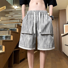 美式无影墙工装短裤男夏季宽松直筒中裤休闲五分裤A436-1503-P35，男装牛仔裤，电商A436
