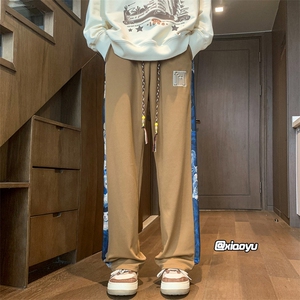 XZ616 秋季新款风刺绣拼接休闲裤 TY957 M-5XL P45控58图片