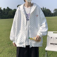 秋装新款连帽卫衣女宽松华夫格百搭设计感长袖开衫外套WY41，女装短外套，星座1116A-1（原606A）
