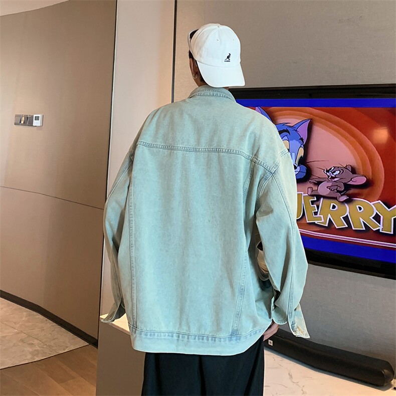 秋冬新款纯色宽松休闲男女同款潮流牛仔外套JK56P70,男装工装外套,电商D325