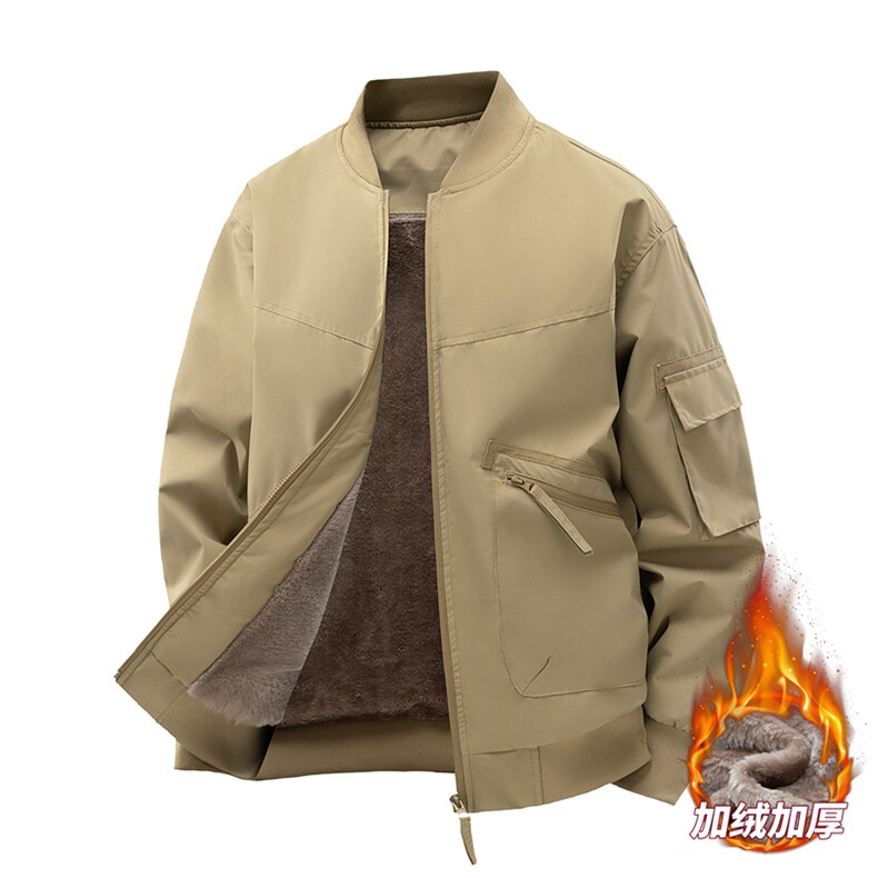 加绒加厚棒球服男款外套冬季休闲工装加绒夹克JK156-P85图片