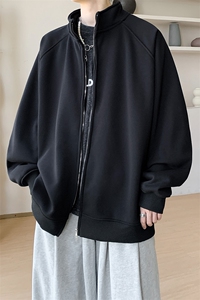 内景秋冬高街帅气立领开衫卫衣男潮流宽松外套WY00742/P45加绒P50图片