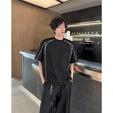 GC0190-P36解构拼接短袖t恤男夏季美式高街设计感小众宽松半袖潮，男装T恤，电商C233