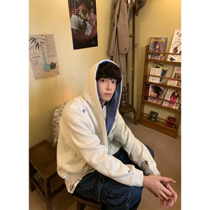 网图有货 拼接格子连帽华棉刺绣字母卫衣男 A944-常规P50 加绒P55图片