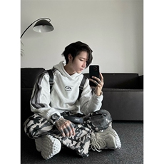 【有货】美式潮牌拼接卫衣男美式插肩袖情侣连帽外套W164LL-特55，男装卫衣，星座1007（原301D）
