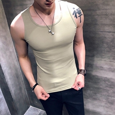 618-特p20夏季无袖坎肩背心男纯棉修身运动健身男士宽肩汗衫，男装背心/马甲，电商D303